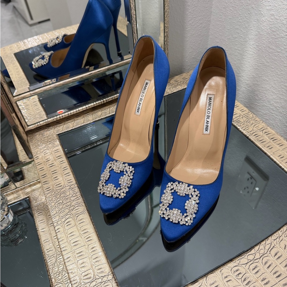 Manolo Blahnik Royal Blue Heels with Sparkling Accents